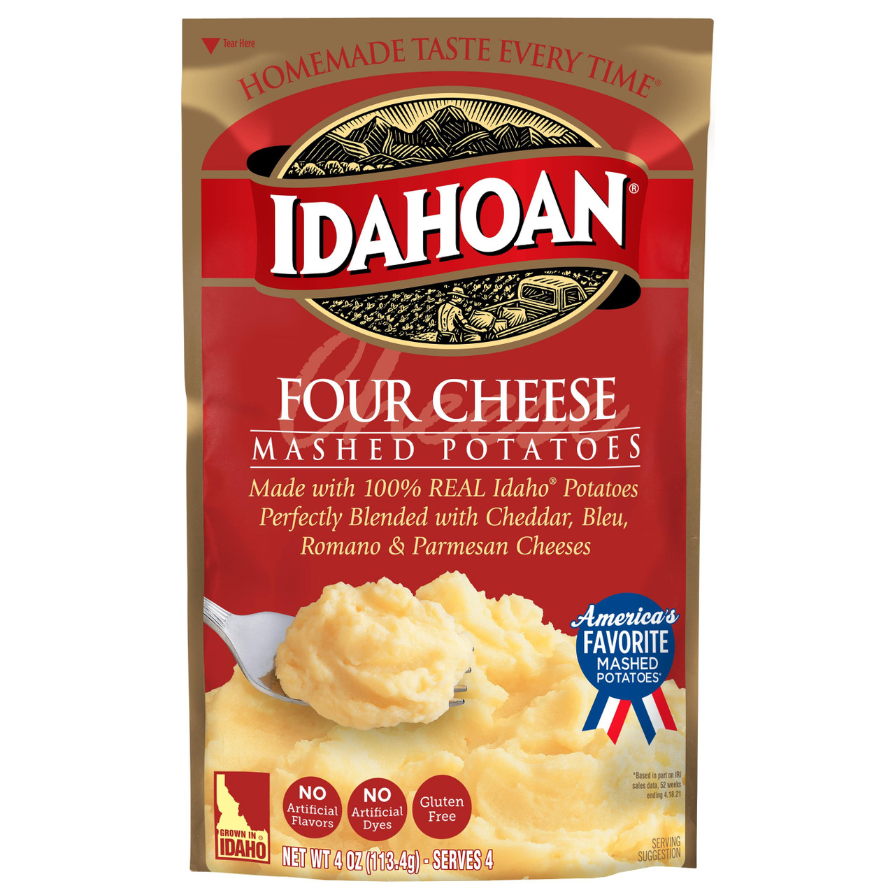 Idahoan Foods Four Cheese Mashed Potatoes, 4 Ounce, 12 Per Case