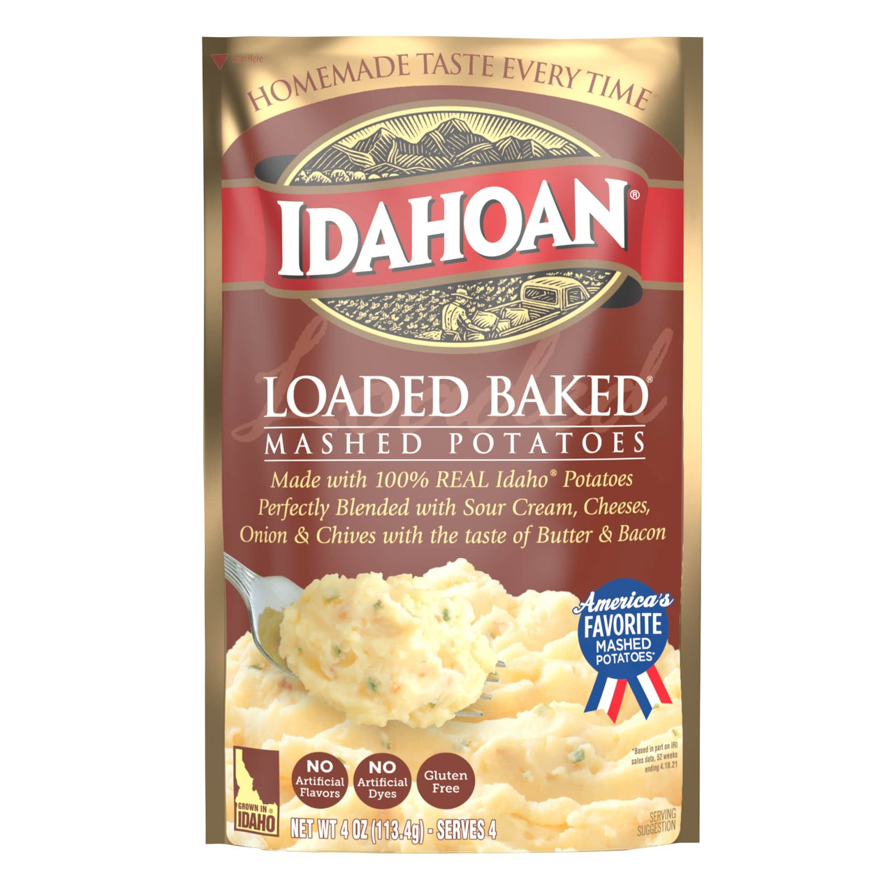 Idahoan Foods Loaded Baked Mashed Potatoes, 4 Ounces, 12 Per Case
