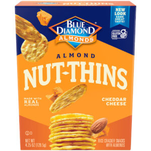 Blue Diamond Cheddar Cheese Nut Thins Cracker, 4.25 Ounce, 12 per case