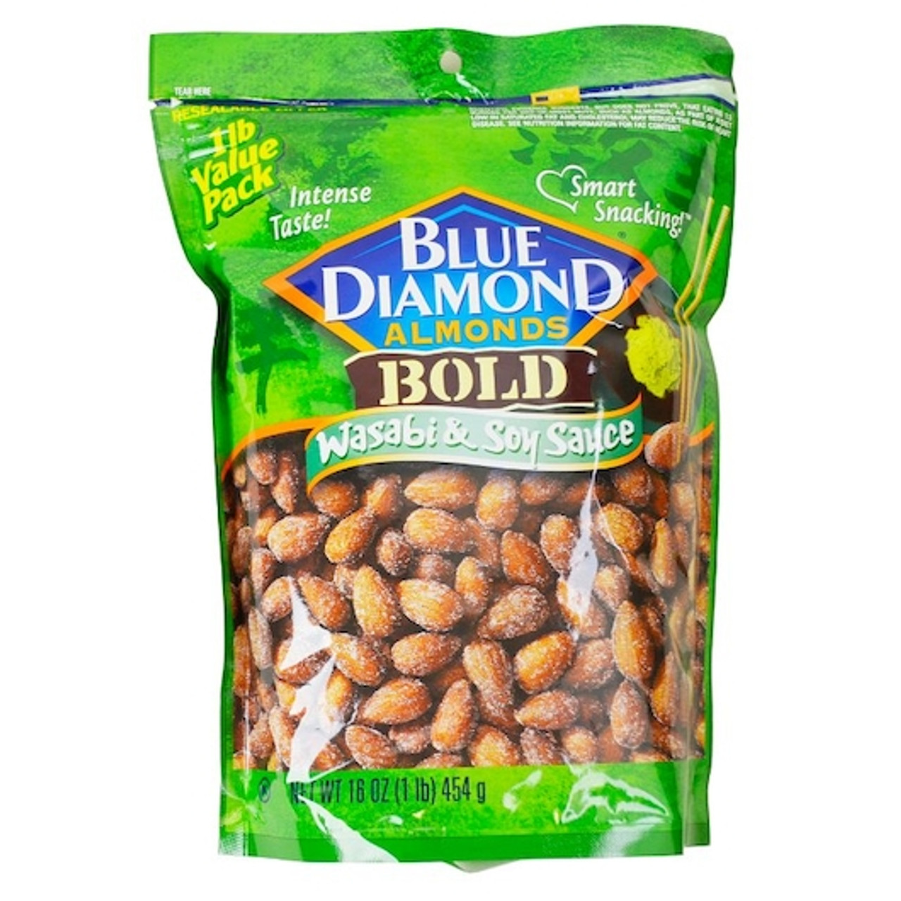 Blue Diamond Wasabi and Soy Sauce Flavored Almond Nuts, 16 Ounce Resealable Bag -- 6 per case