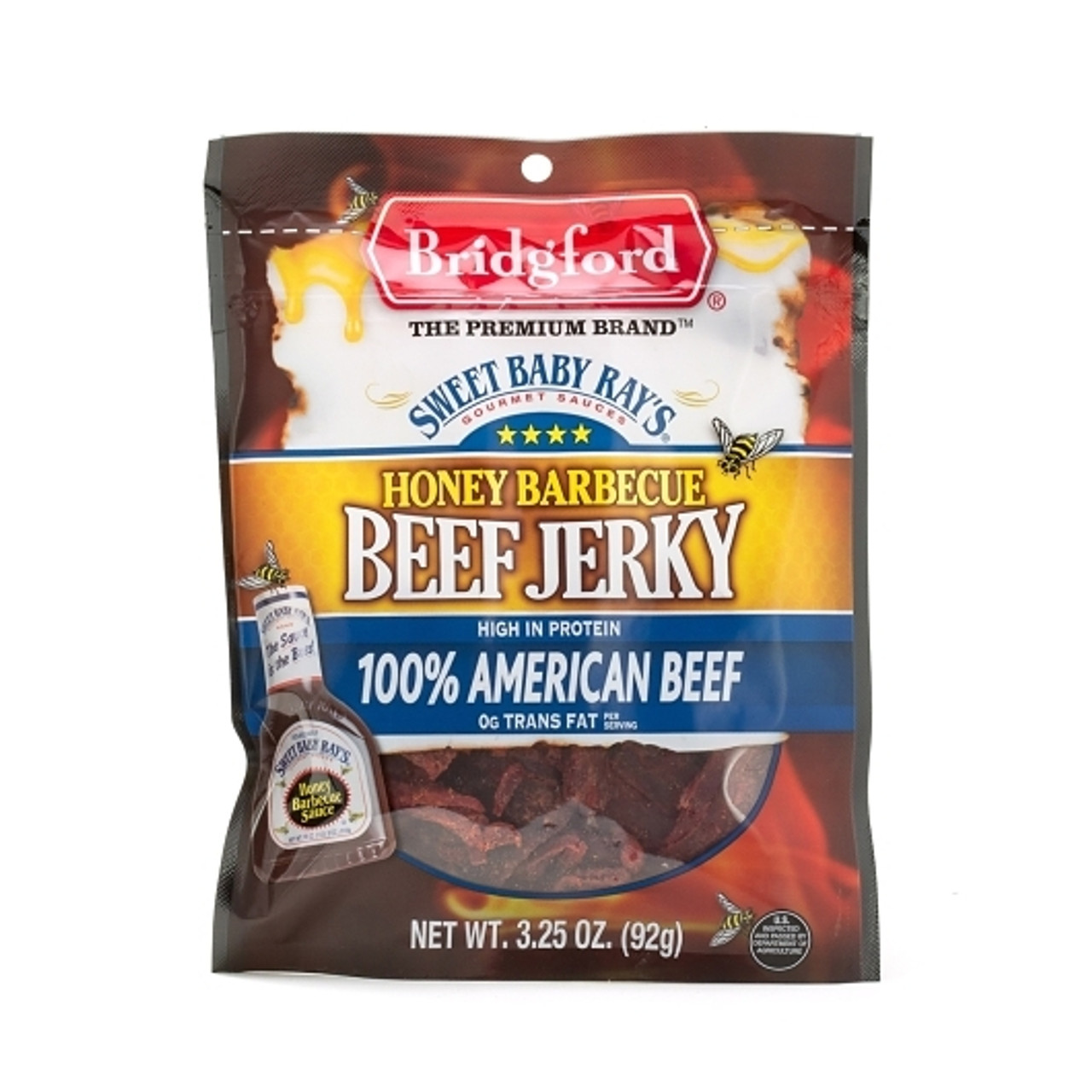 Bridgford Sweet Baby Ray s Honey Barbecue Beef Jerky, 3.25 Ounce, 12 Per Case