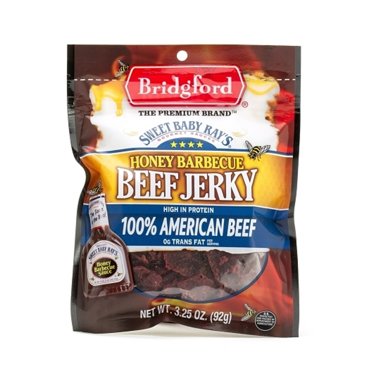 Bridgford Sweet Baby Ray s Honey Barbecue Beef Jerky, 3.25 Ounce, 8 Per Case