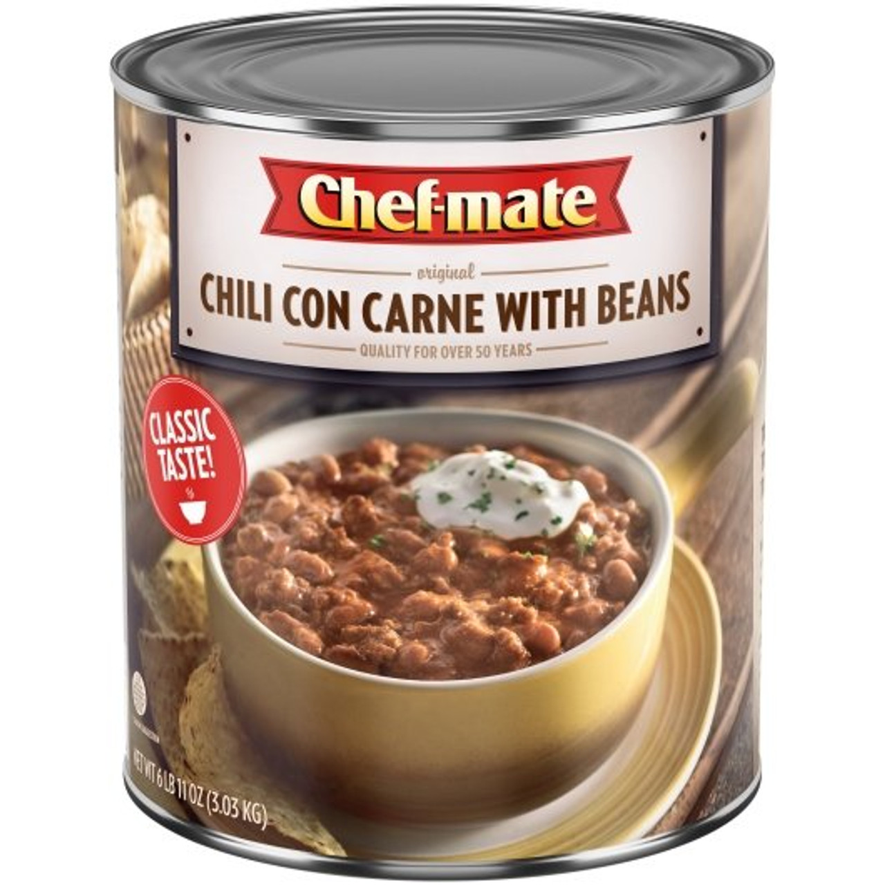 Chef-Mate Original Carne Chili With Beans, 107 Ounce, 6 Per Case