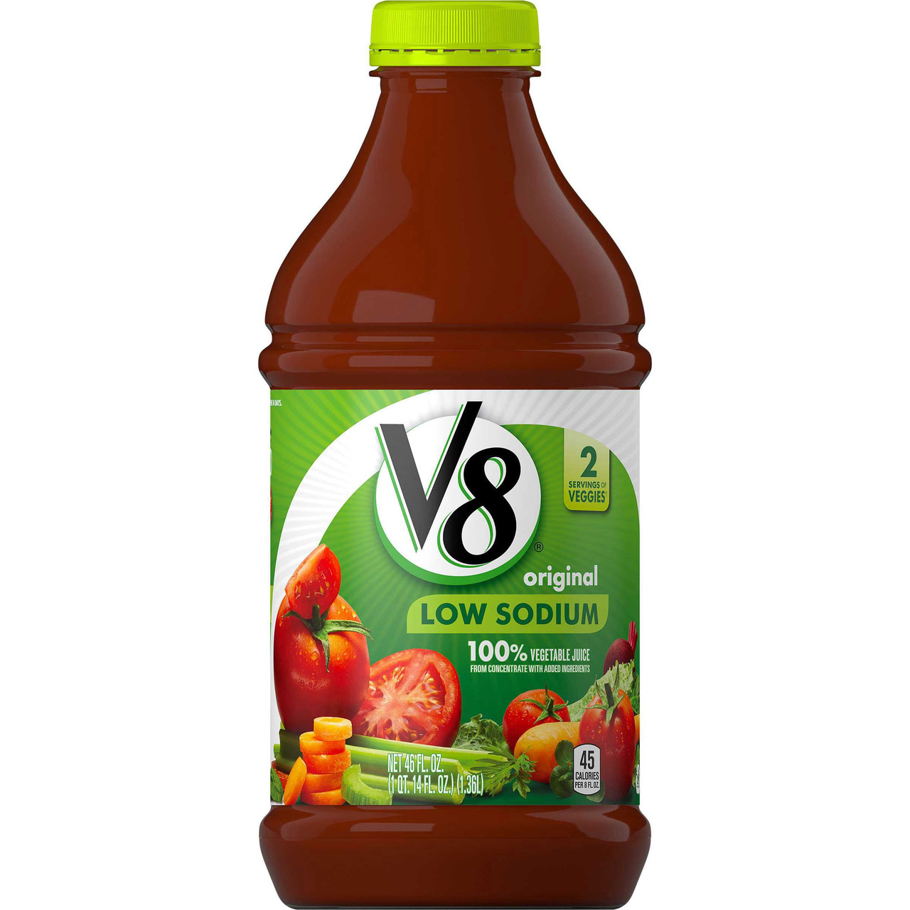 V8 Original Low Sodium Vegetable Juice, 46 Fluid Ounces, 6 Per Case