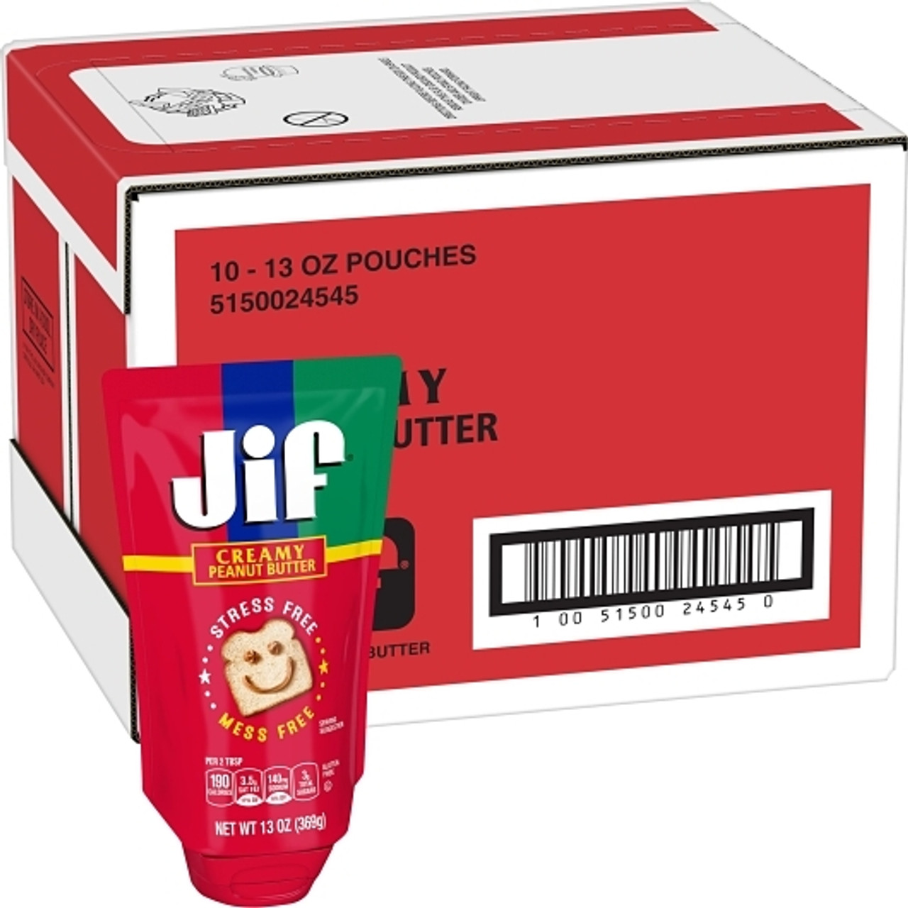 Jif Squeezable Pouch, 13 Ounces, 10 Per Case