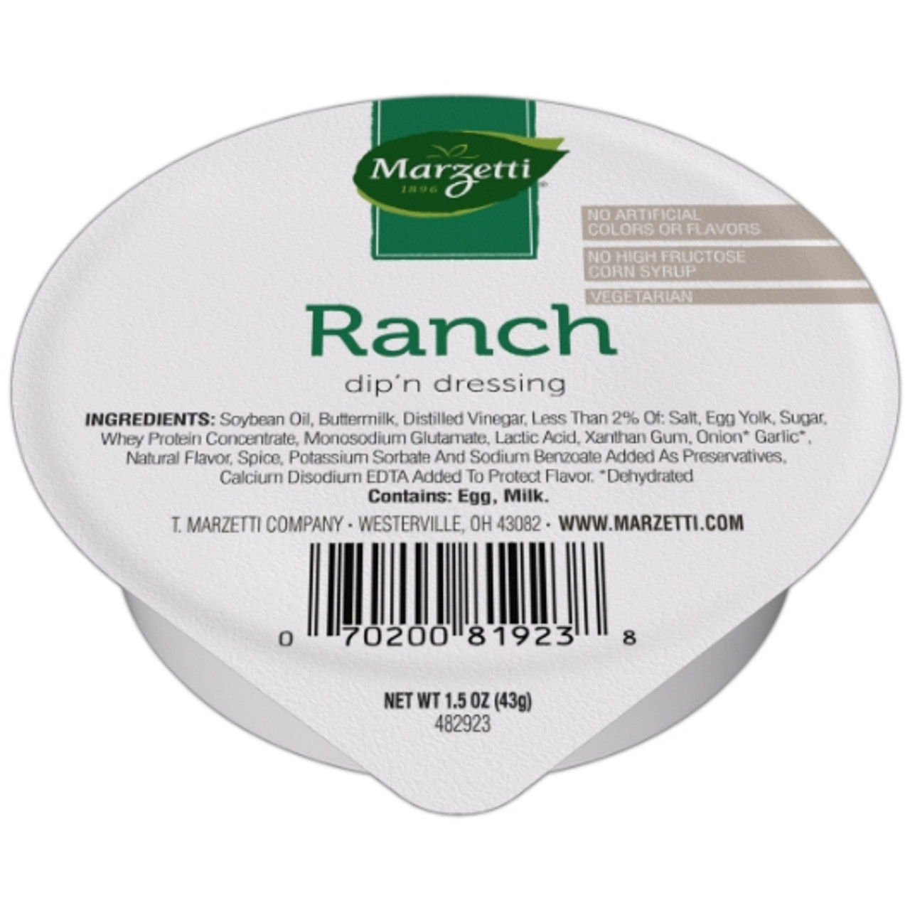 Marzetti Ranch Dipping Dressing Single Serve, 1.5 Ounce, 96 Per Case