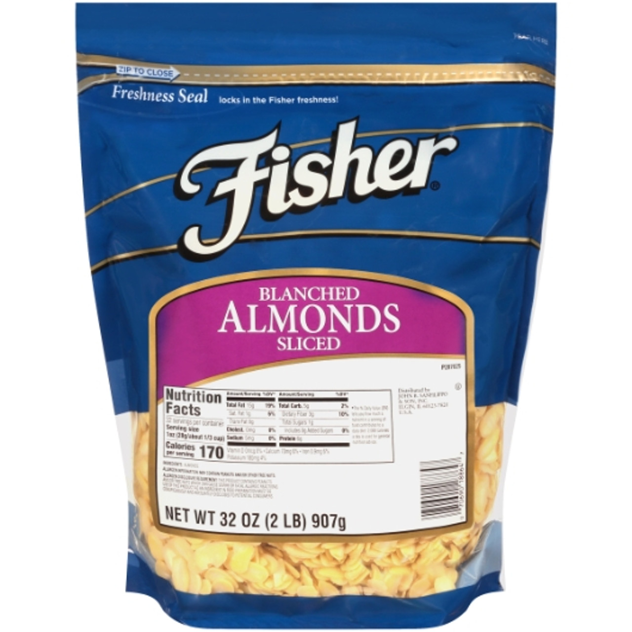 Fisher Nut Almond Sliced Blanched, 32 Ounce, 3 Per Case