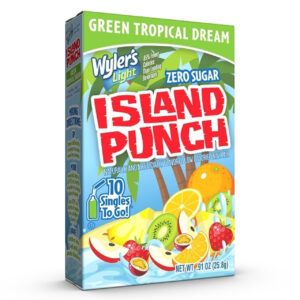 Wylers Light Island Punch Green Tropical Dream Drink Mix Singles To Go, 10 Count, 12 Per Case