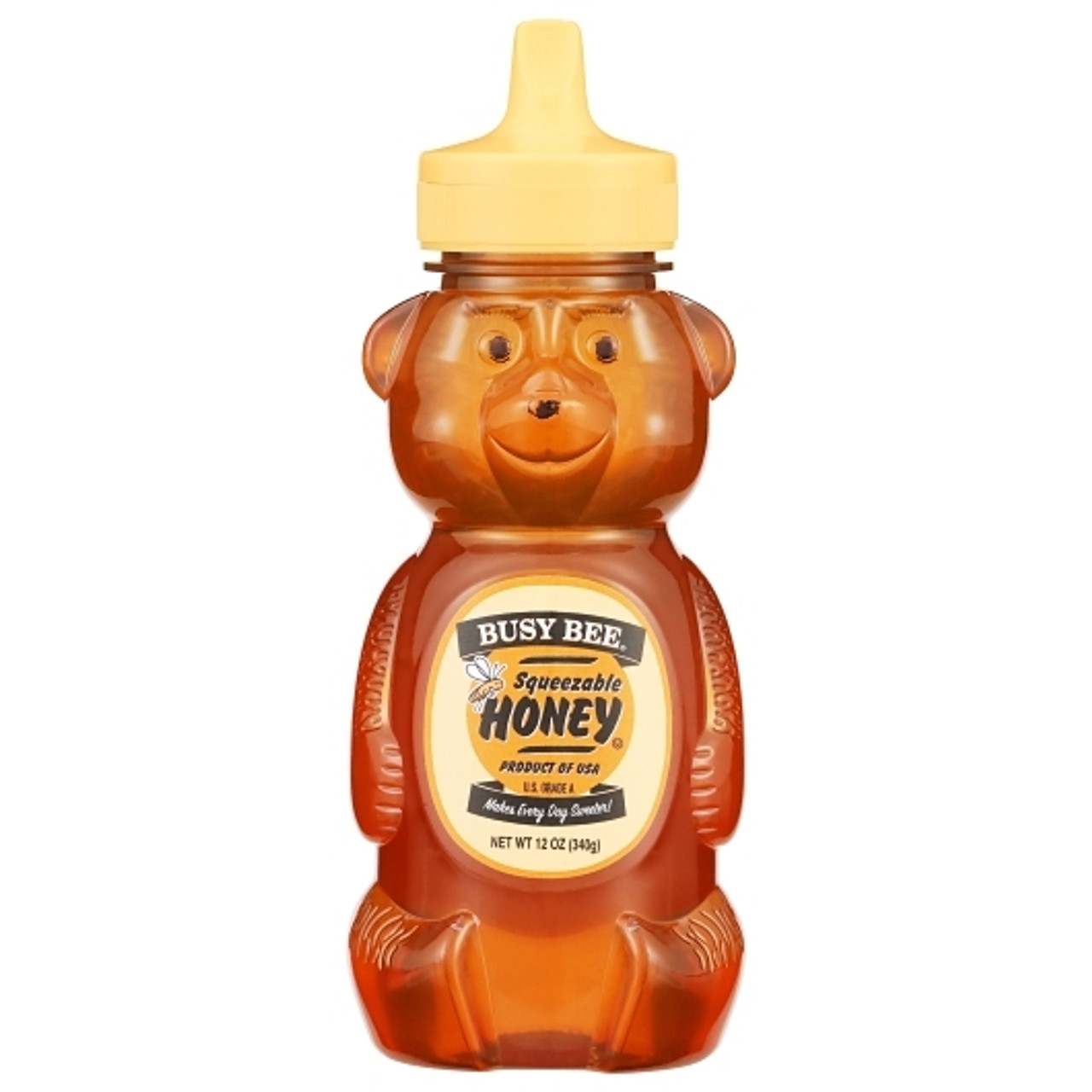 Busy Bee Clover Bear Honey Bottle, 12 Ounce, 12 Per Case