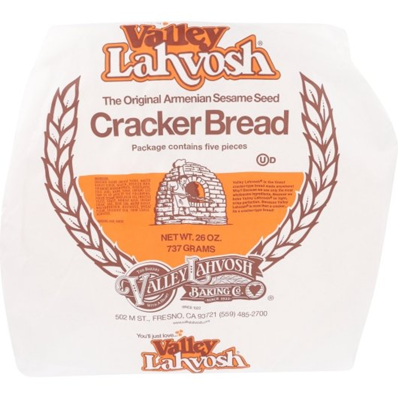 Valley Lahvosh 15 Inch Original Crackerbread Rounds, 26 Ounce, 5 Per Case