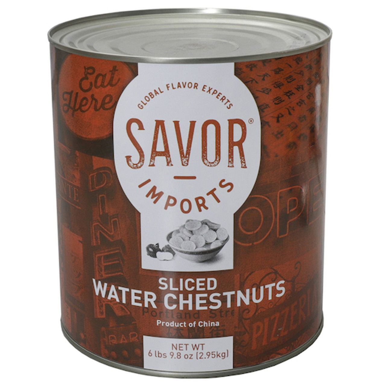 Savor Imports Sliced Water Chestnuts #10 Cans, 6 Per Case