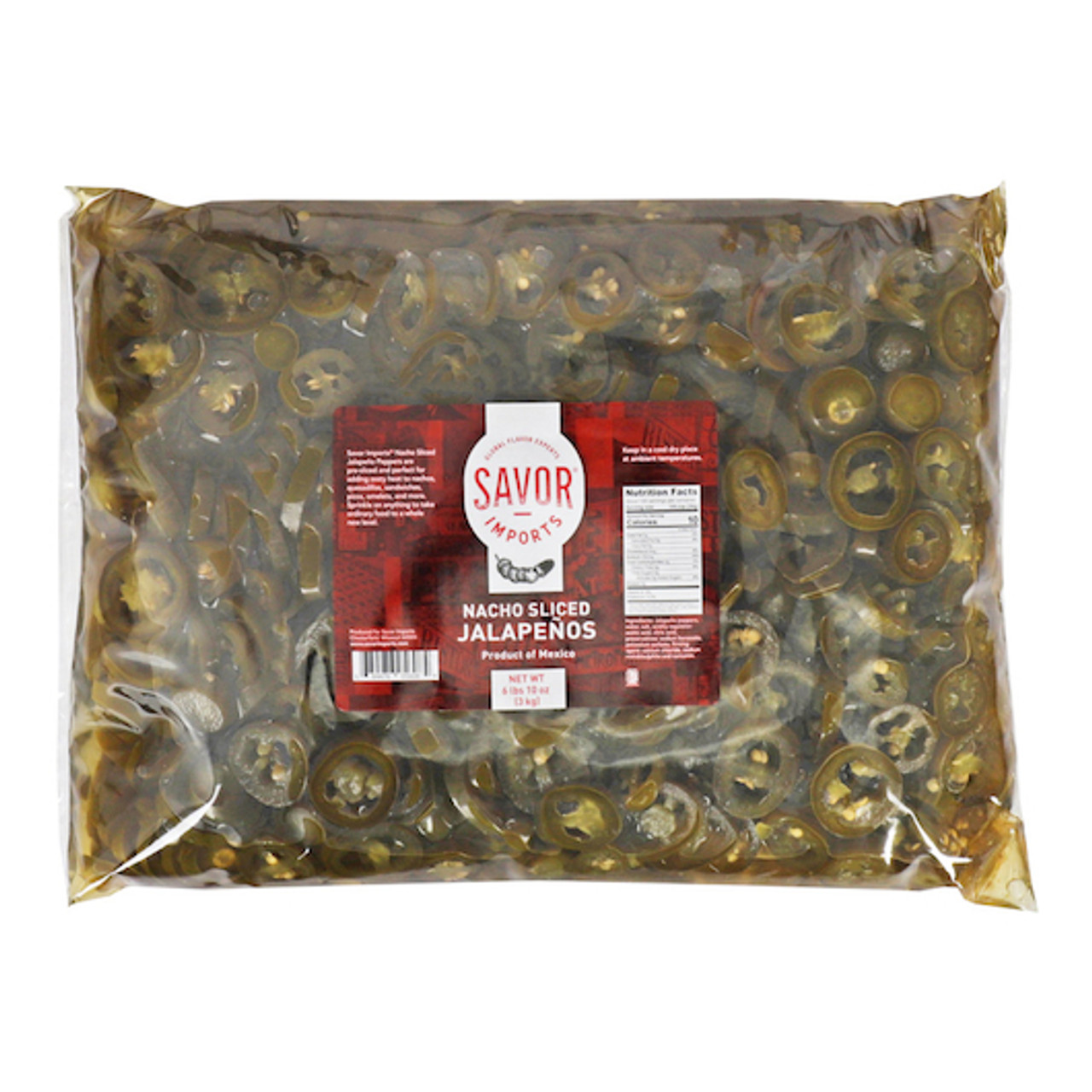 Savor Imports Nacho Sliced Jalapeno Peppers, 6.63 Pound, 6 Per Case