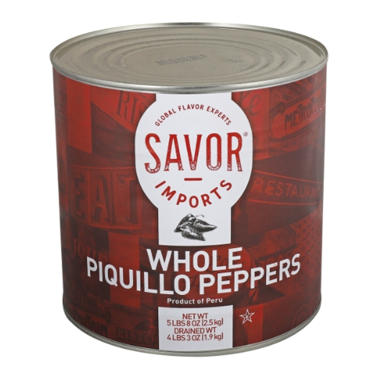 Savor Imports Whole Piquillo Peppers, 3 Kilogram, 6 Per Case