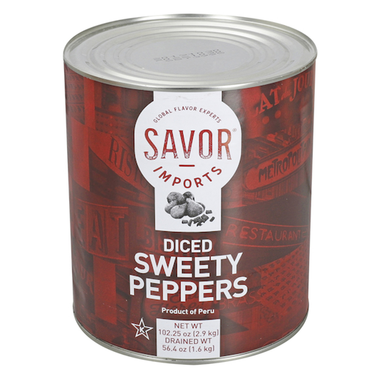 Savor Imports Diced Sweety Pepper, 105 Ounce, 2 Per Case