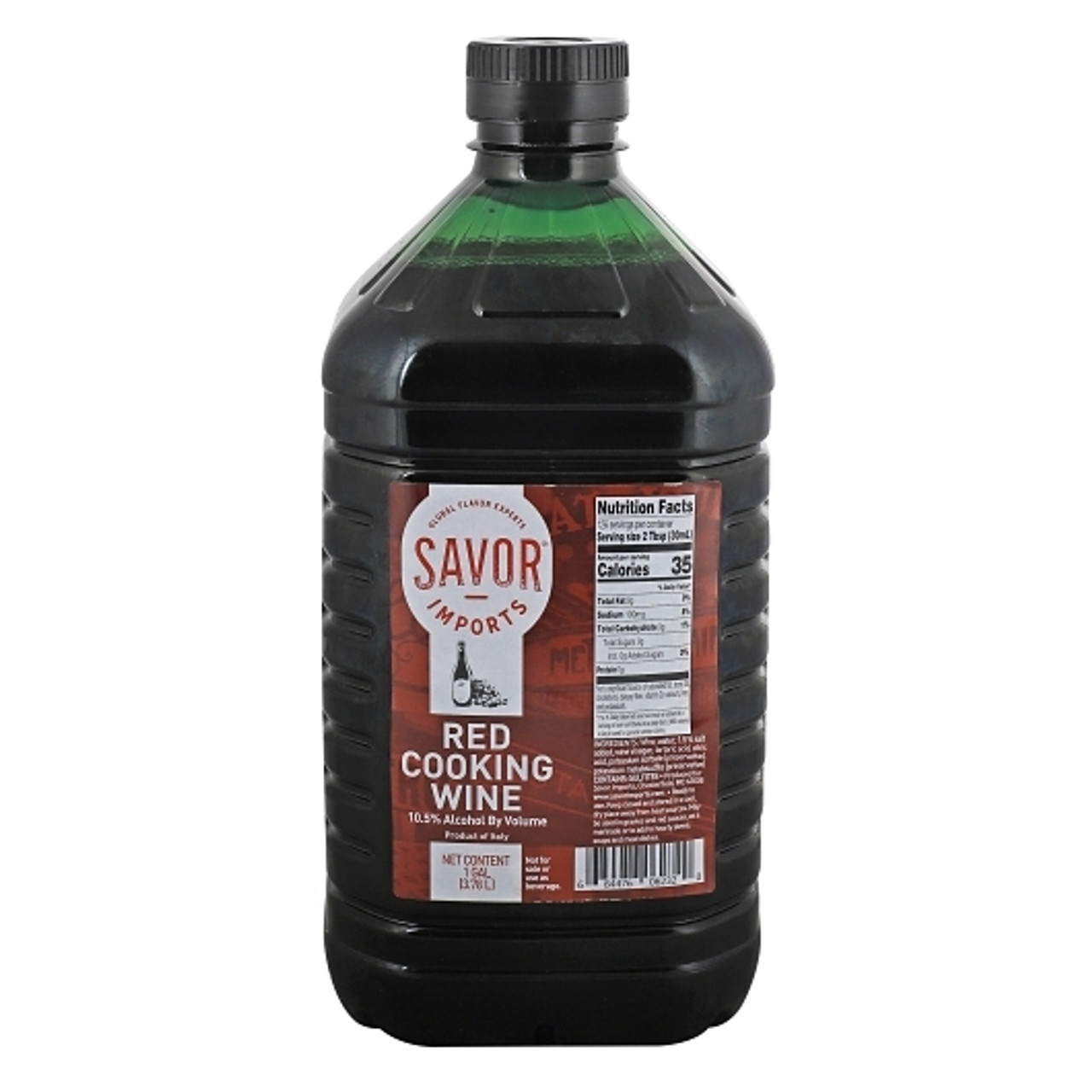 Savor Imports Dry Red Genuine Italian Cooking Wine, 1 Gallon, 4 Per Case