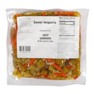 Savor Imports Chicago Style Hot Giardiniera, 56 Ounce, 7 Per Case