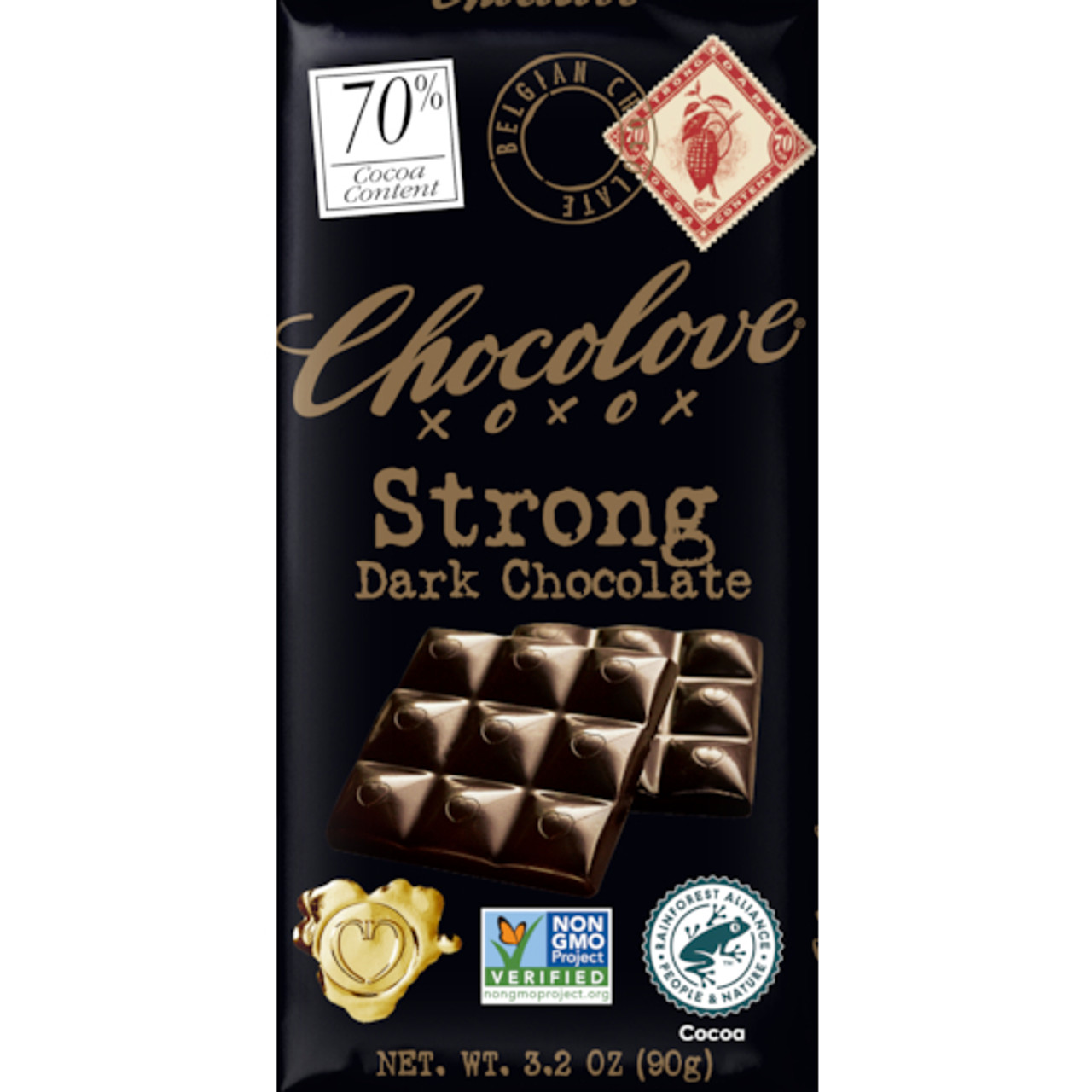 Chocolove Strong Dark Chocolate, 3.2 Ounces, 12 Per Box, 12 Per Case