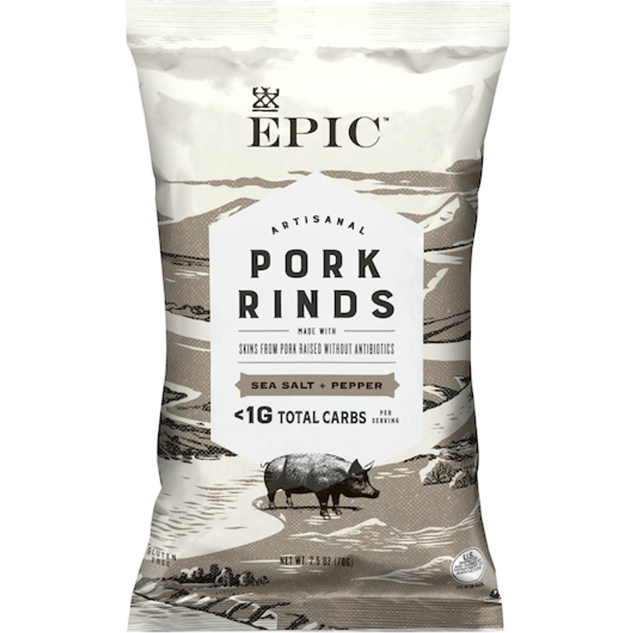 Epic Sea Salt Pepper Pork Rind, 2.5 Ounces, 12 Per Case