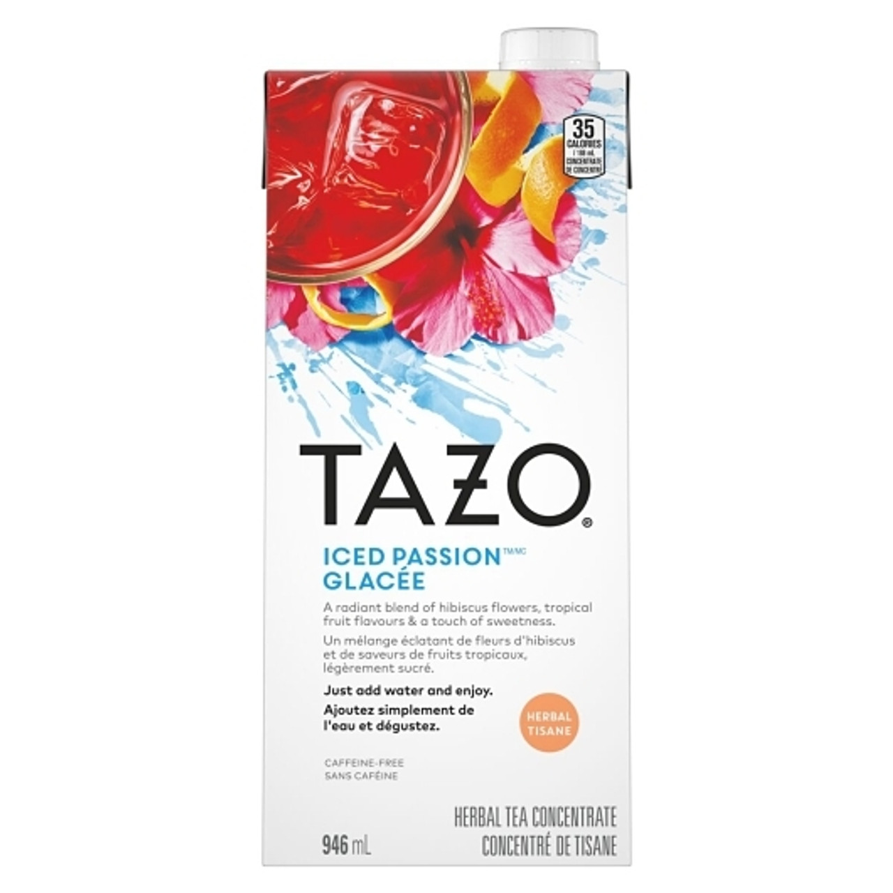 Tazo Iced Passion Herbal Tea Concentrate, 32 Fluid Ounces, 6 Per Case