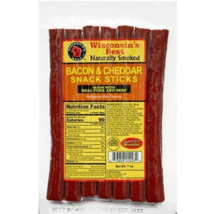 Wisconsins Bacon & Cheddar Snack Sticks, 7 Ounce, 12 Per Case