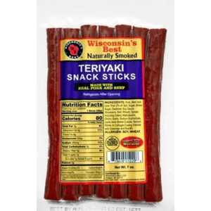 Wisconsins Best Pork & Beef Teryaki Snack Sticks, 7 Ounce, 12 Per Case