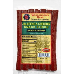 Wisconsins Best Jalapeno & Cheddar Beef Snack Sticks, 7 Ounce, 12 Per Case