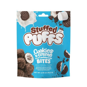 Stuffed Puffs Cookies N Creme Bites. Cookies N Creme Filled Marshmallow, 2.79 Ounce, 8 Per Case
