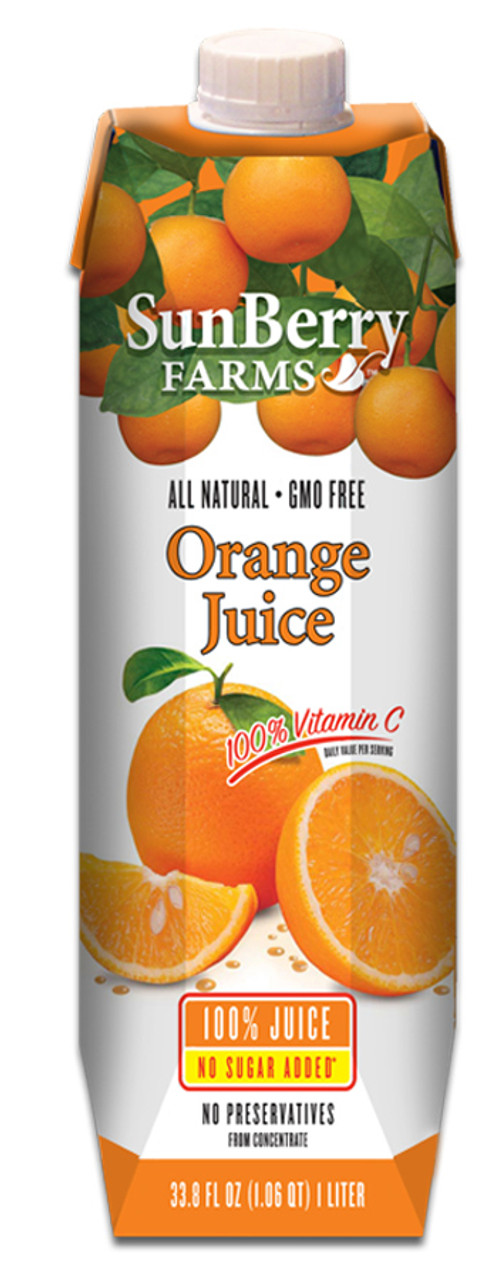 Sunberry 100% Farms Orange Juice, 33.8 Fluid Ounce, 12 Per Case