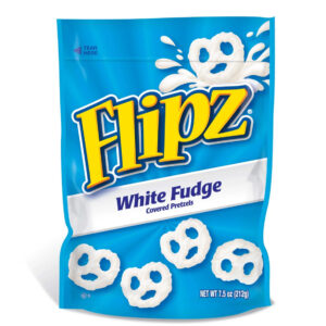 Flipz Pretzels Chocolate Covered White Fudge Stand Up Pouch, 7.5 Ounces, 8 Per Case