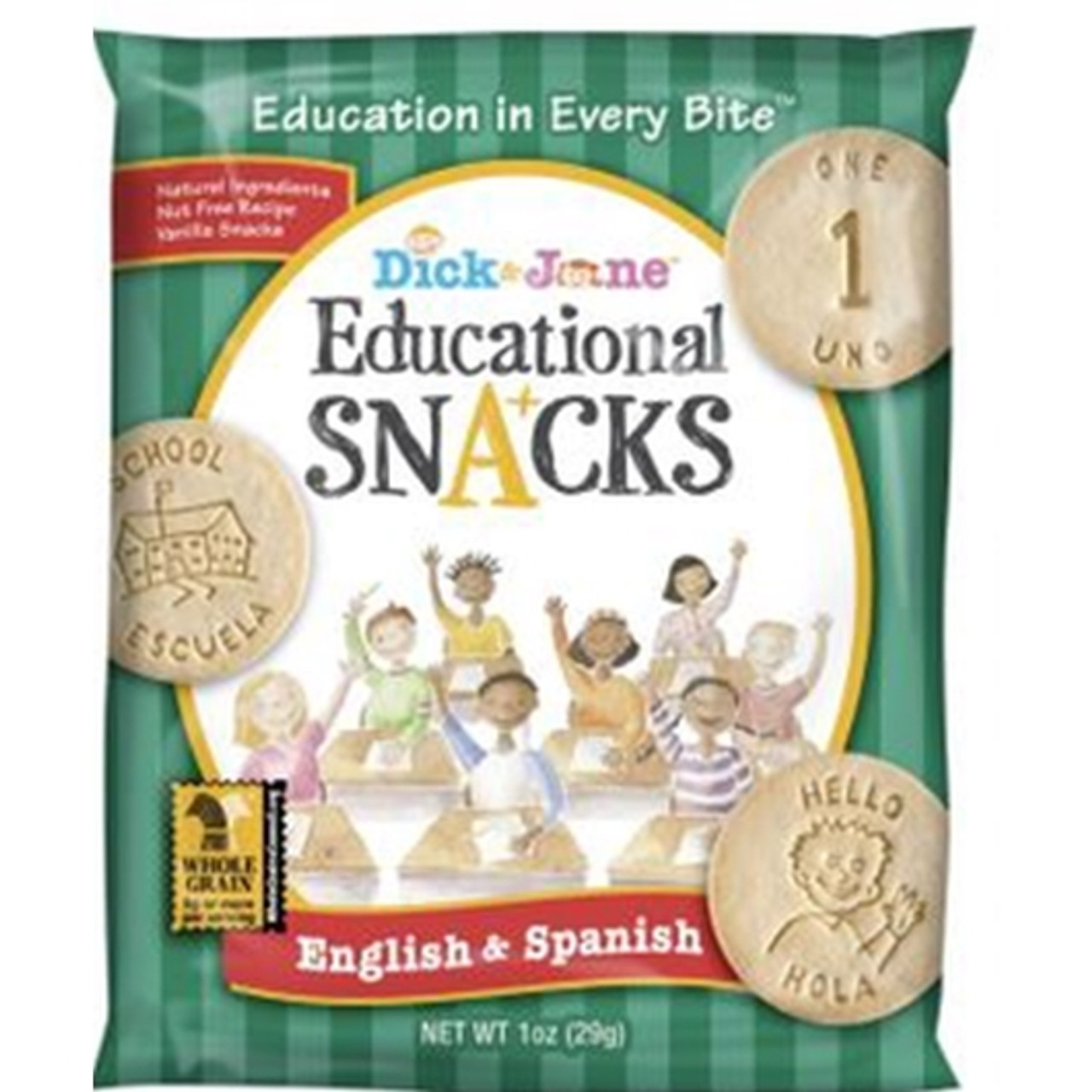 Dick And Jane English & Spanish Educational Snack Crackers, 1 Ounces, 120 per Case