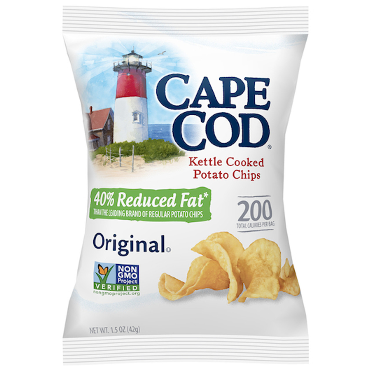 Cape Cod Potato Chips, Less Fat Original Kettle Cooked Chips, 1.5 Ounce, 56 Per Case