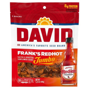 David Frank's Redhot Flavored Jumbo Sunflower Seeds, 5.25 Ounce, 12 Per Case
