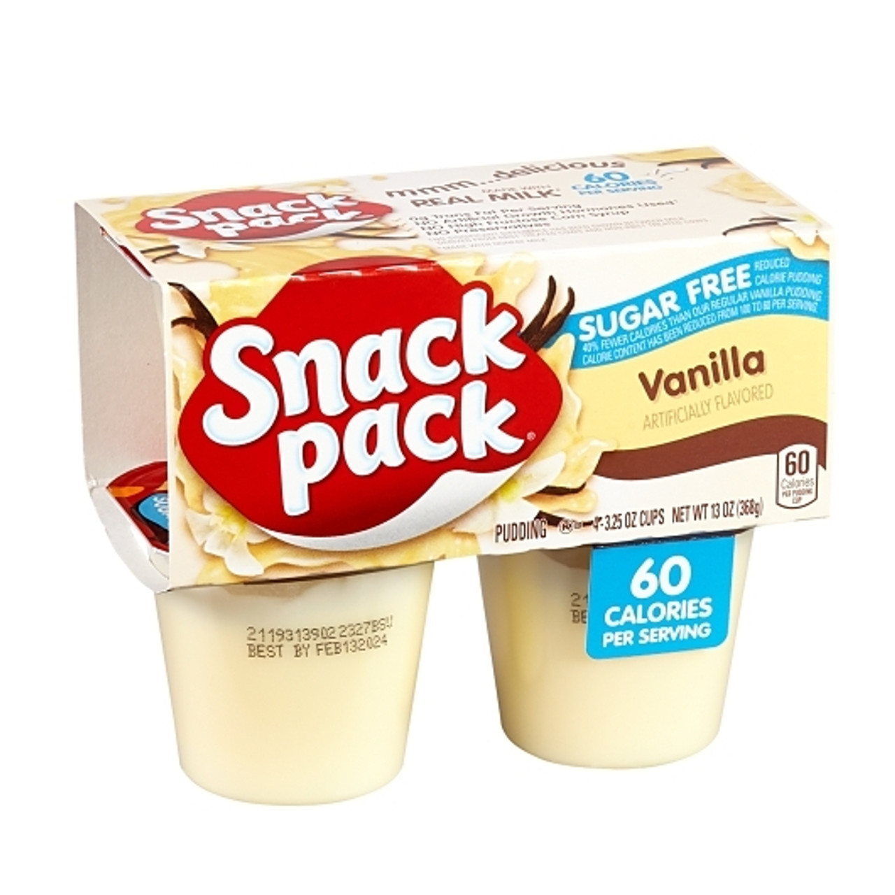 Snack Pack Sugar Free Vanilla, 13 Ounce, 12 Per Case