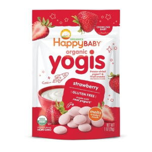Happy Baby Organic Yogis Freeze-Dried Yogurt & Fruit Snacks Strawberry, 1 Ounce, 8 Per Case