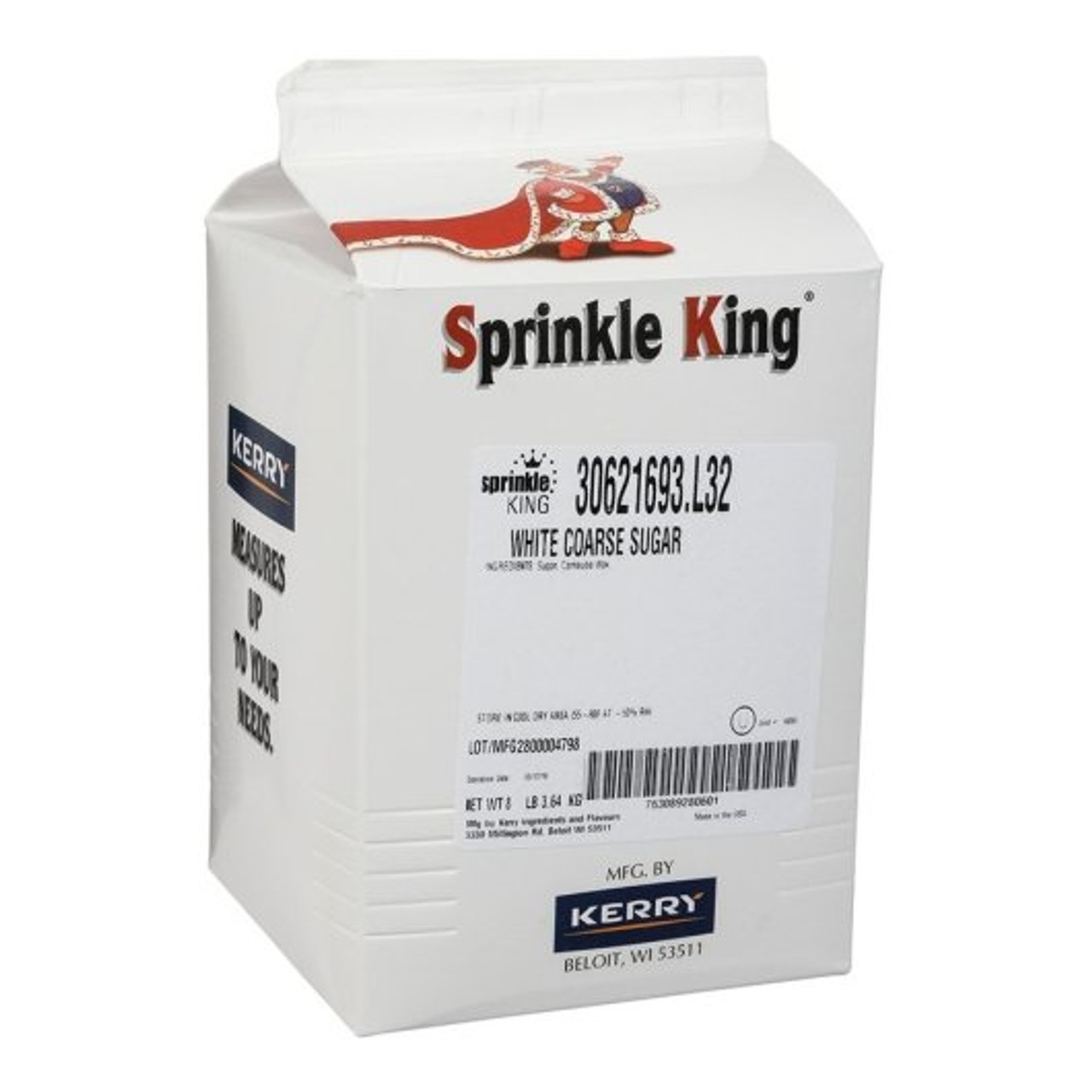 Sprinkle King White Coarse Sugar, 8 Pound, 4 Per Case
