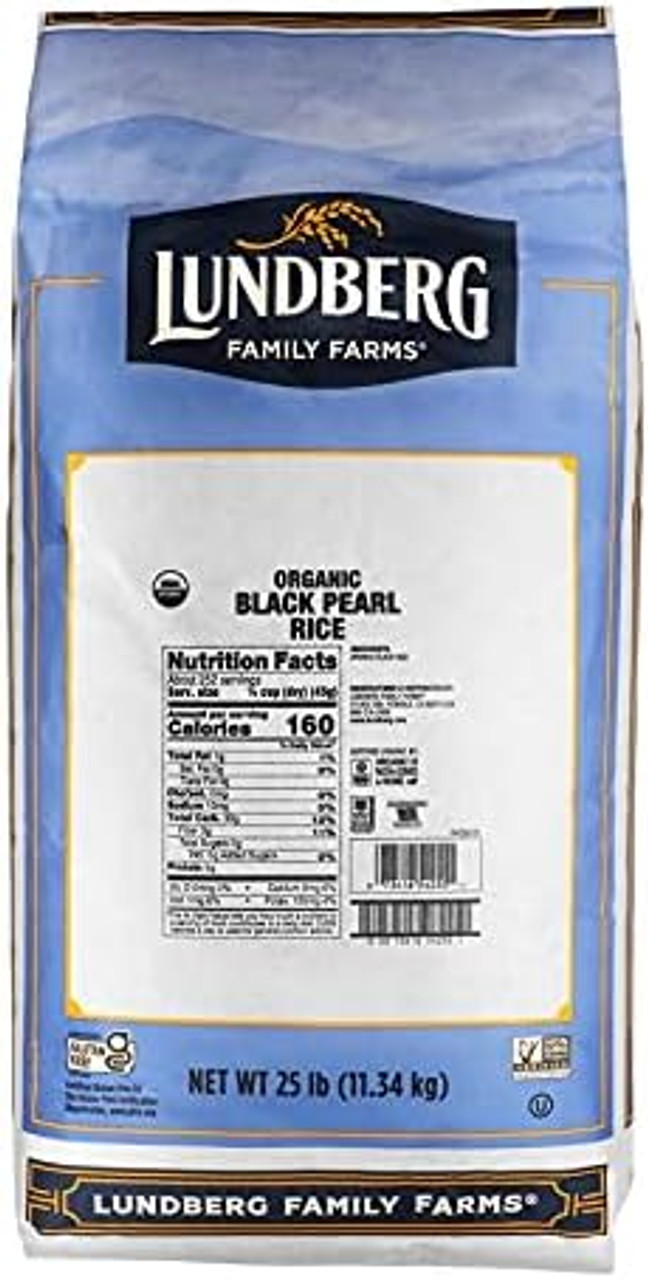 Lundberg Family Farms Organic Black Pearl Rice, 25 Pound, 1 Per Case