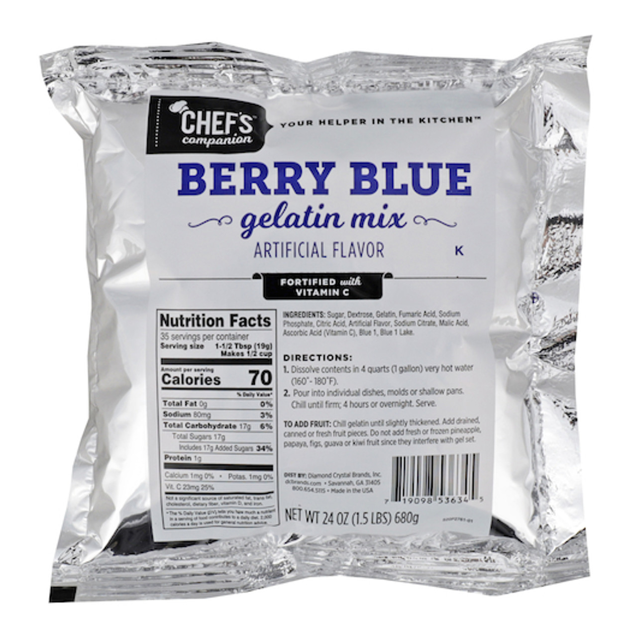 Chefs Companion Berry Blue Flavored Gelatin Mix, 24 Ounce, 12 Per Case