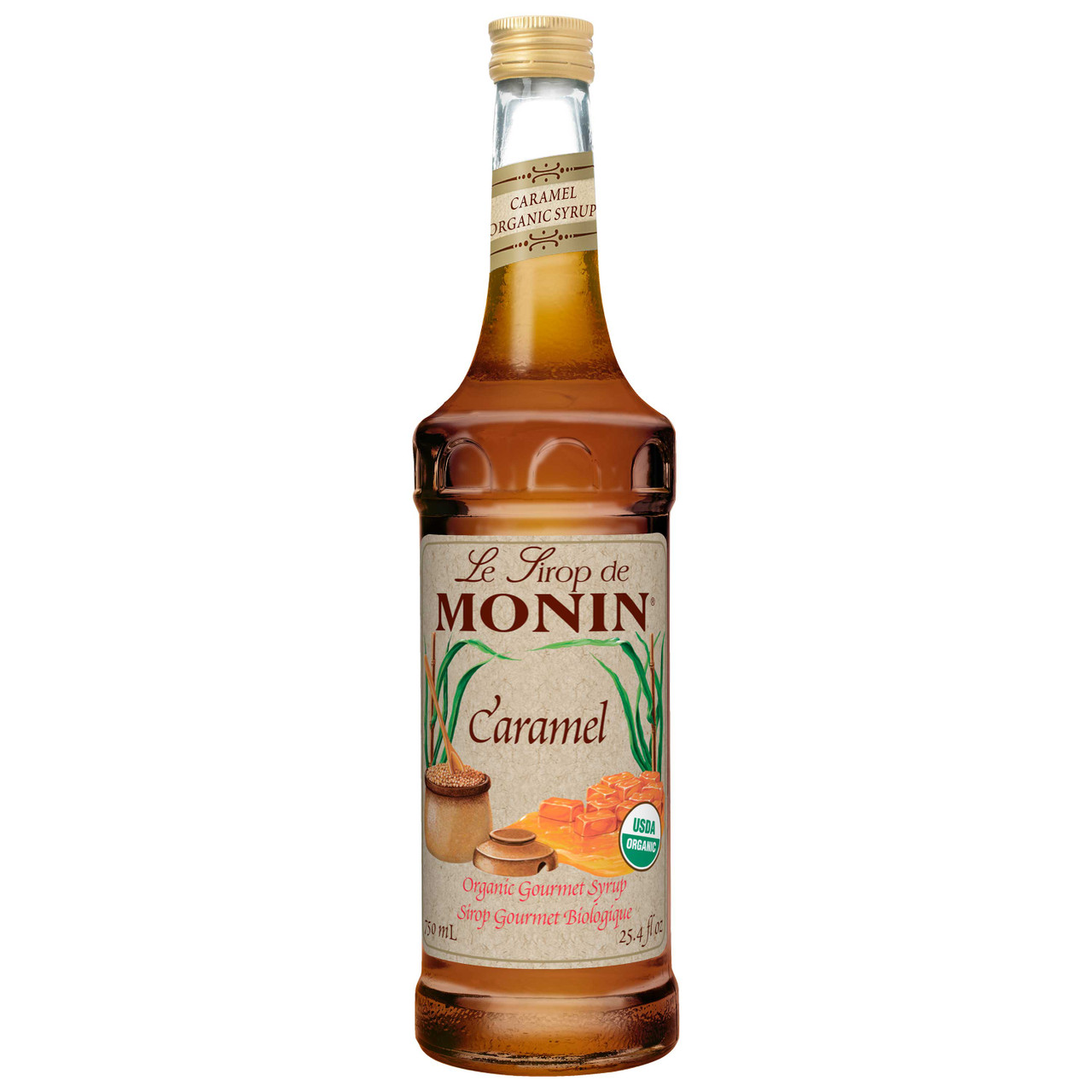 Monin Organic Caramel Syrup, 750 Milileter, 6 Per Case