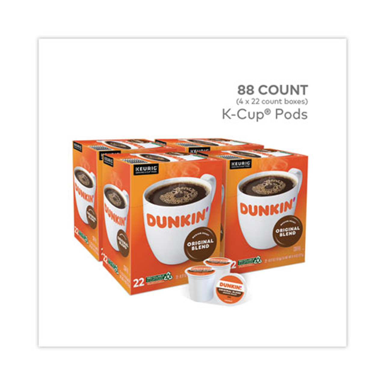 Dunkin Donuts K-cup Pods, Original Blend, 88/carton