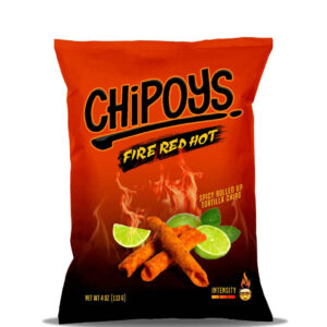 Chipoys Fire Red Hot Spicy Rolled Tortilla Chips, 4 Ounce,  96 Per Case