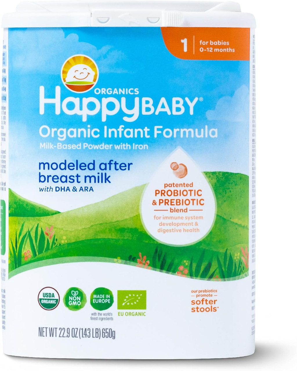 Happy Baby Organic Stage 1 Infant Formula, 22.9 Ounce, 6 Per Case