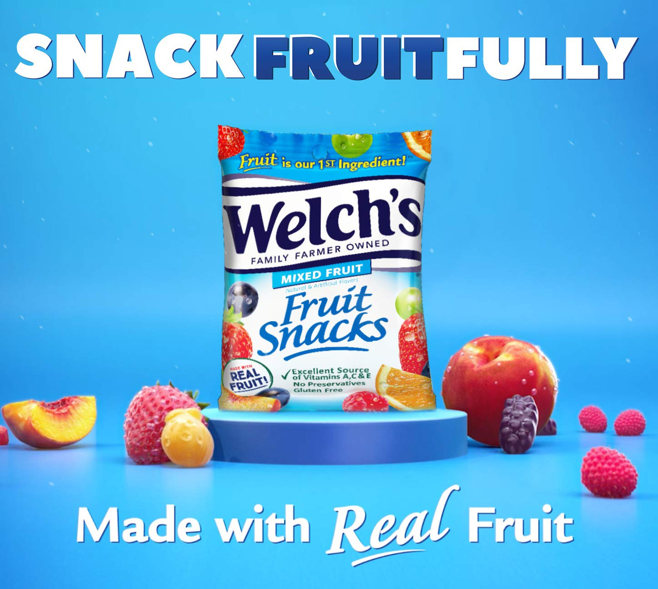 Welch s Fruit Snacks Island Fruits, 0.5 Ounce, 250 per Case