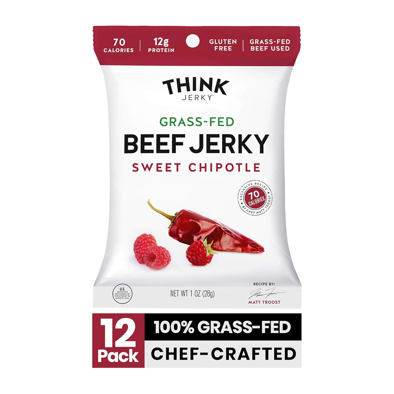 Think Jerky Sweet Chipotle Beef Jerky, 1 Ounce, 48 Per Case