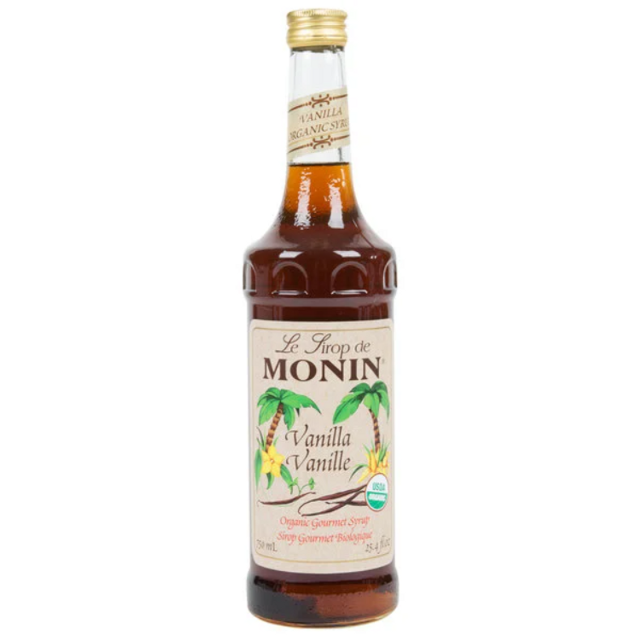 Monin Organic Vanilla Flavor Syrup, 750 ml, 6 Per Case