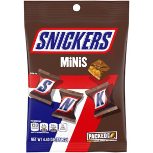 Snickers Minis Chocolate Candy, 4.4 oz Bag, 12/Case