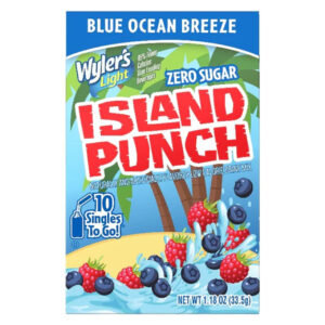 Wylers Light Island Punch Ocean Breeze Berry Drink Mix Singles To Go, 10 Count, 12 Per Case