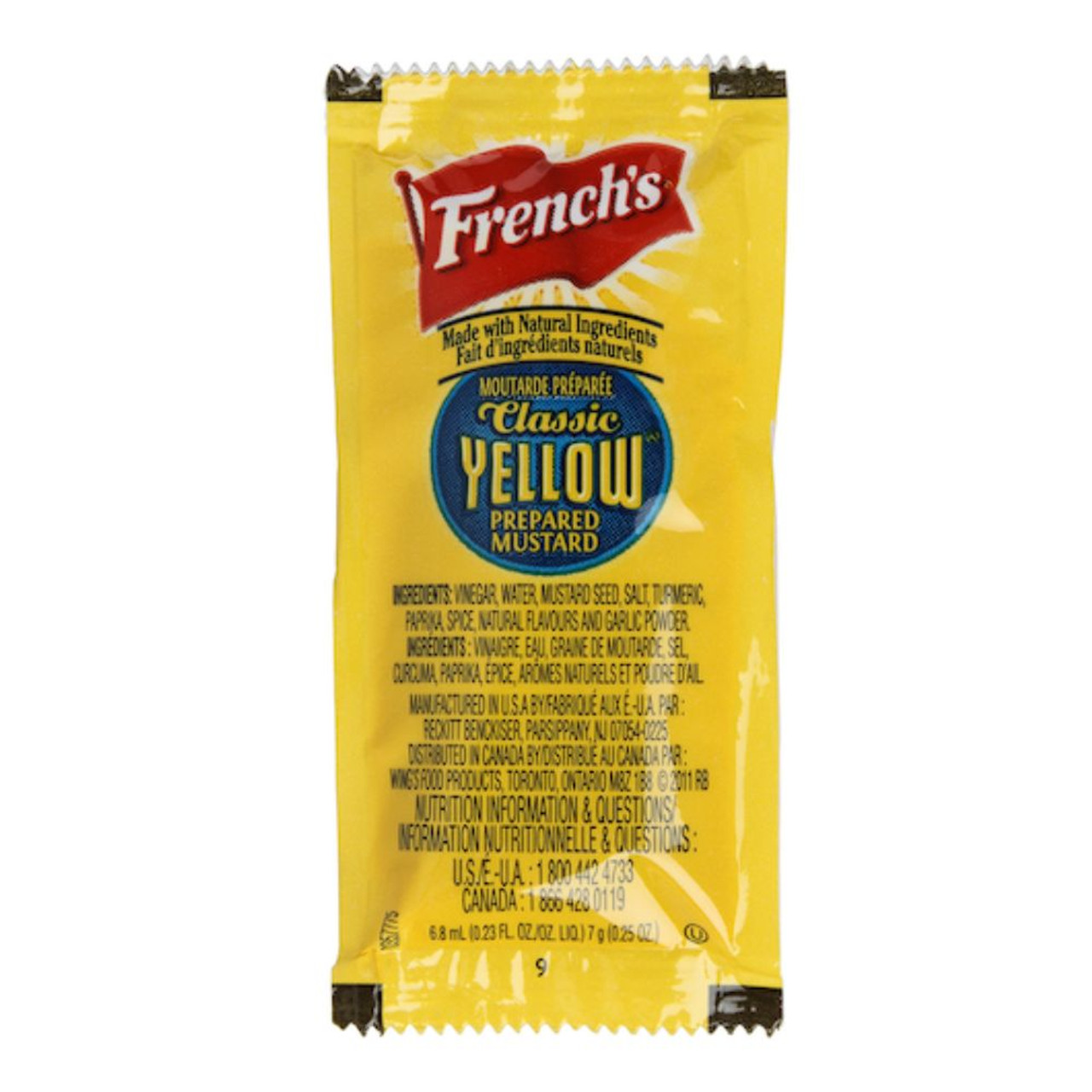 French s Yellow Mustard Packets, 7 Gram Packet, 500/Case