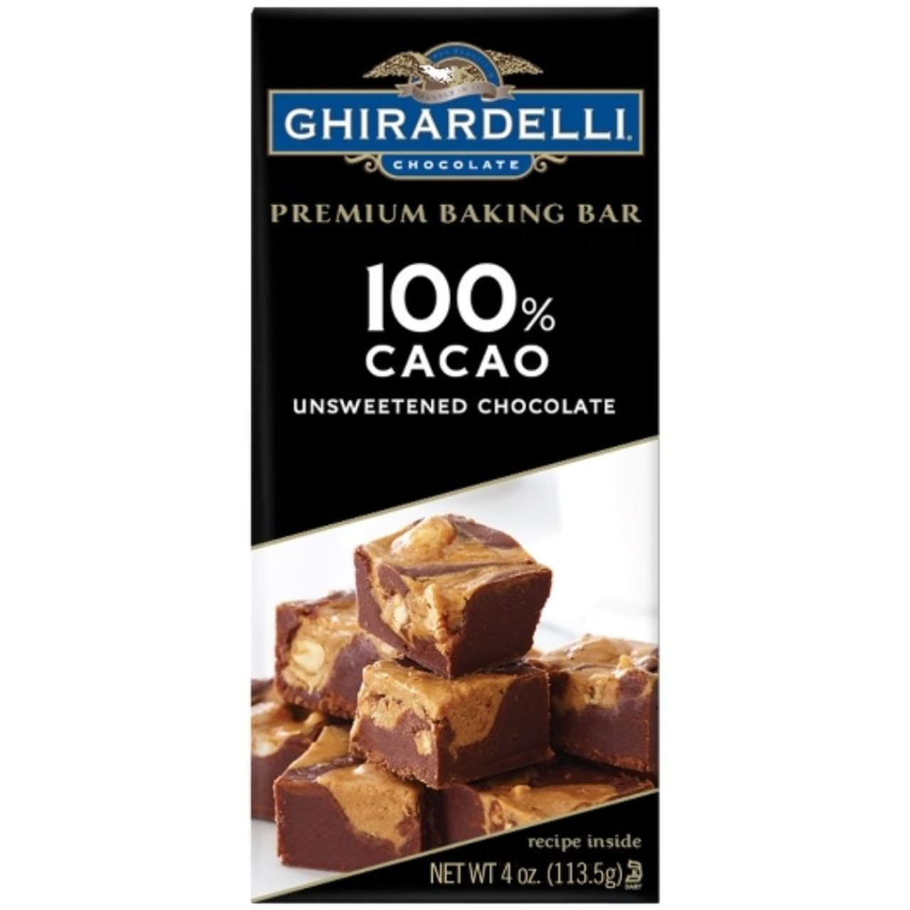 Ghirardelli 100% Chocolate Baking Bar, 4 Ounces, 12 Per Case