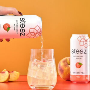 Steaz Organic Lightly Sweetened Peach Iced Green Tea, 16 Fluid Ounces, 12 Per Case