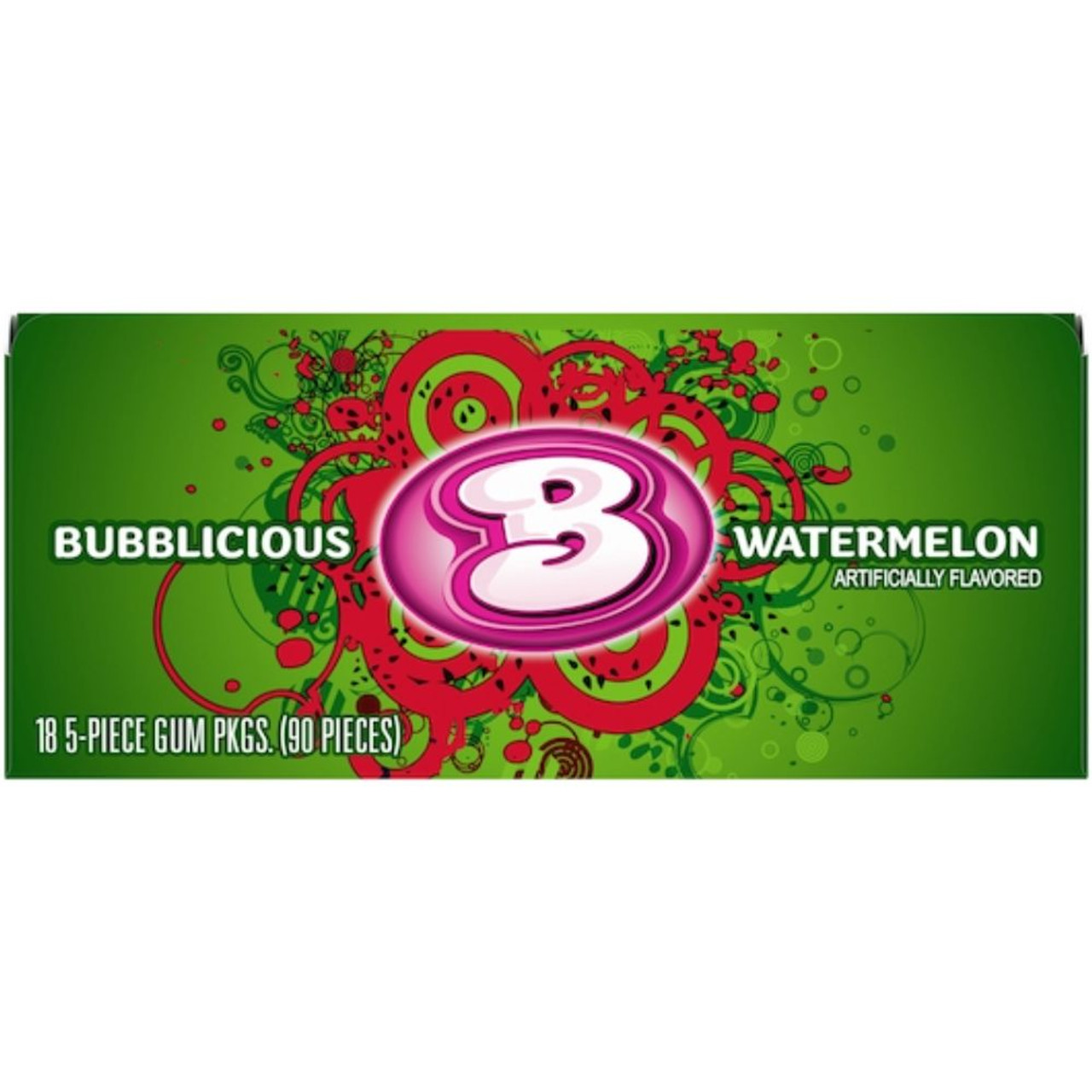 Bubblicious Wave Singles Watermelon Gum, 5 Count, 18 Per Box, 8 Boxes Per Case
